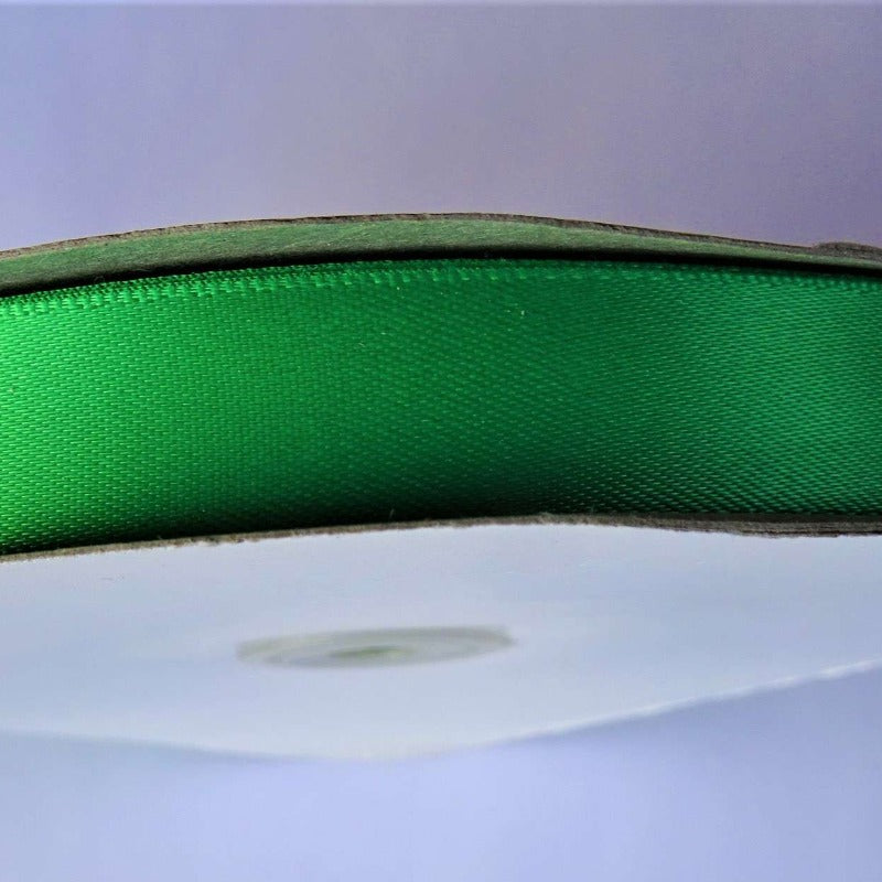 100 metres of double satin ribbon EMERALD GREEN 15mm wide