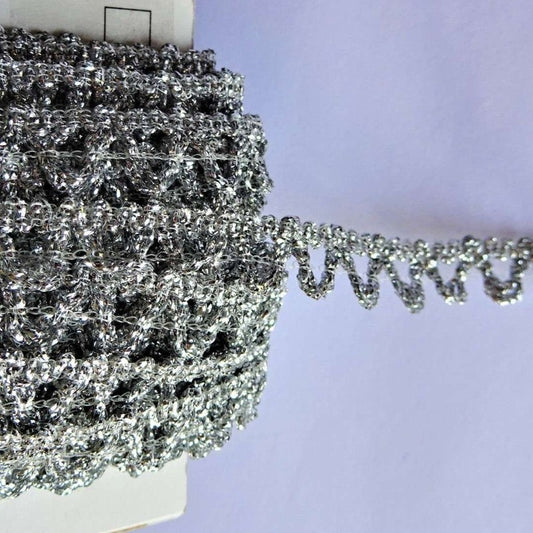 20 metres of SILVER metallic lace 10mm wide clearance