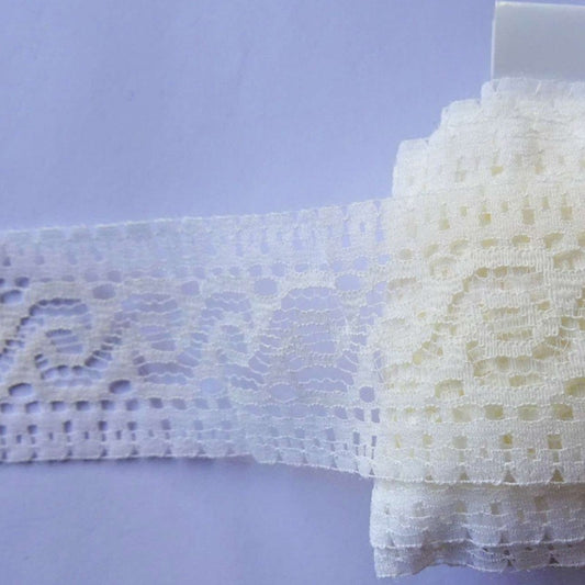 20 metres of ivory lace with straight edges 38mm clearance