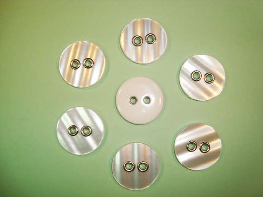 25 large white shiny button metal holes size 31mm clearance