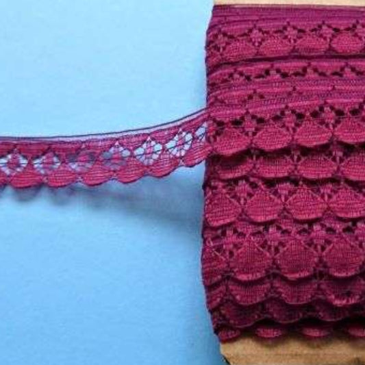 20 metres of wine colour lace 16mm wide clearance