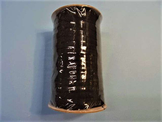 100 metre reel of 10 cord narrow flat elastic black [ 8mm wide ]