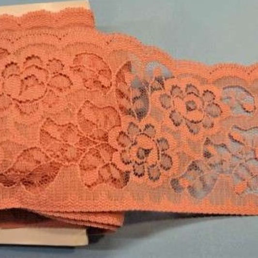 20 metres of dusty pink floral lace 75mm clearance