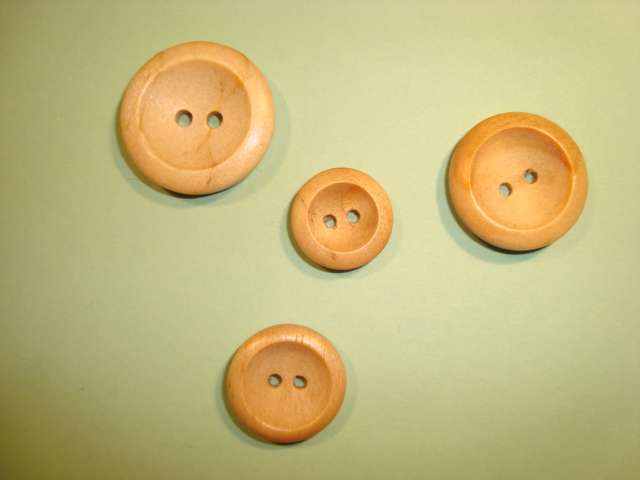 100 wooden buttons wedge edge 2 holes choice of size