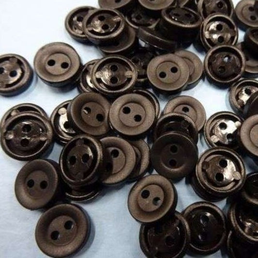 100 small black 2 hole buttons size 12mm clearance