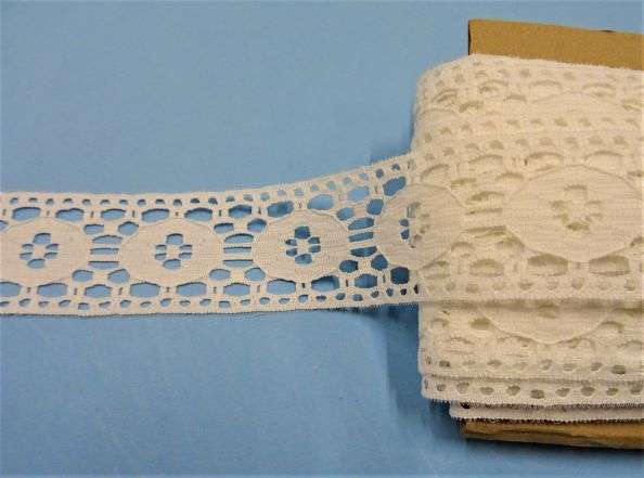 20 metres of white lace with both straight edges 40mm wide clearance