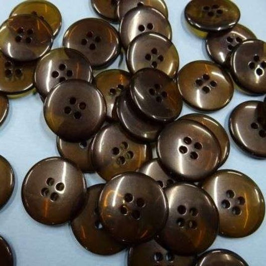 50 dark brown see through 4 hole buttons size 23mm clearance