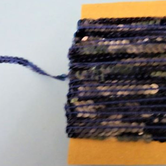 20 metre approximately of 6mm strung sequins pattern see through NAVY on a card clearance
