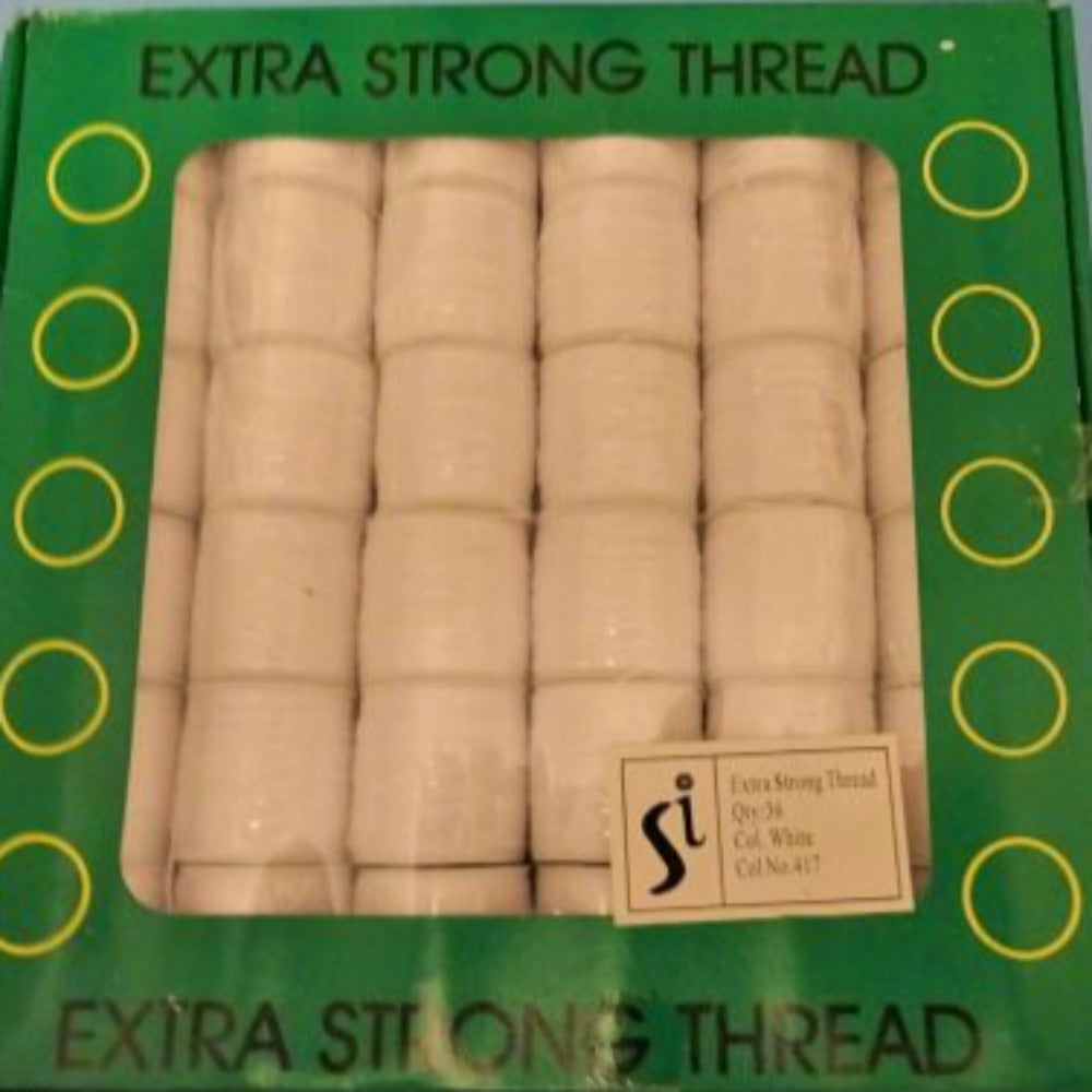 36 reels of strong thread white 50 metres on each reel