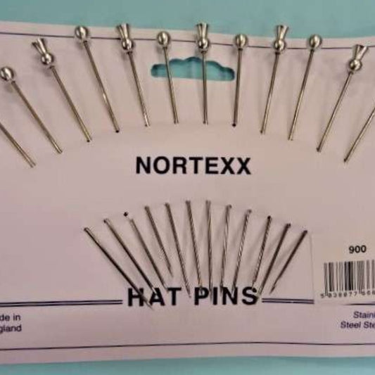Card of 12 hat pins with silver top ball and thistle
