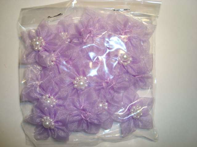 20 organza spike type flowers with pearls 30mm choice of colour