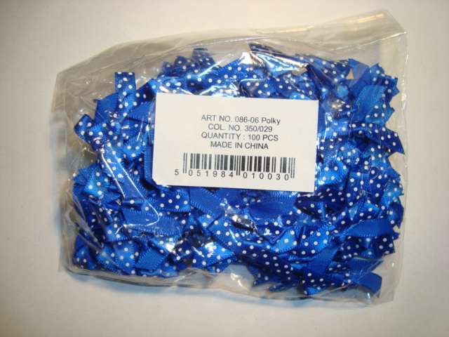 100 polka dot / spot bows made with 7mm ribbon