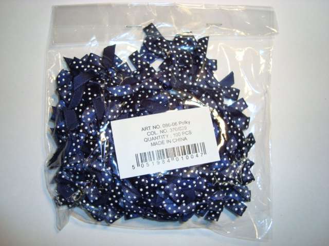 100 polka dot / spot bows made with 7mm ribbon