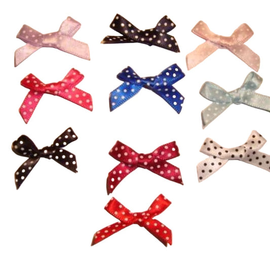 100 polka dot / spot bows made with 7mm ribbon