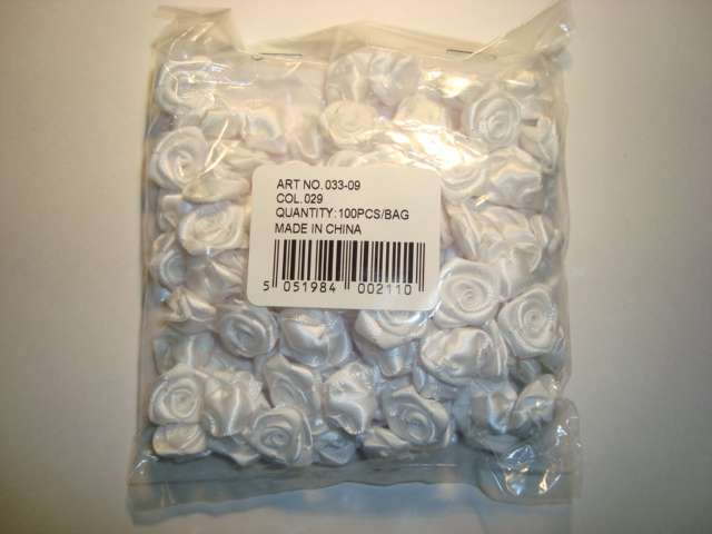 100 flat satin ribbon roses size 16mm