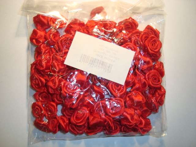 100 flat satin ribbon roses size 16mm