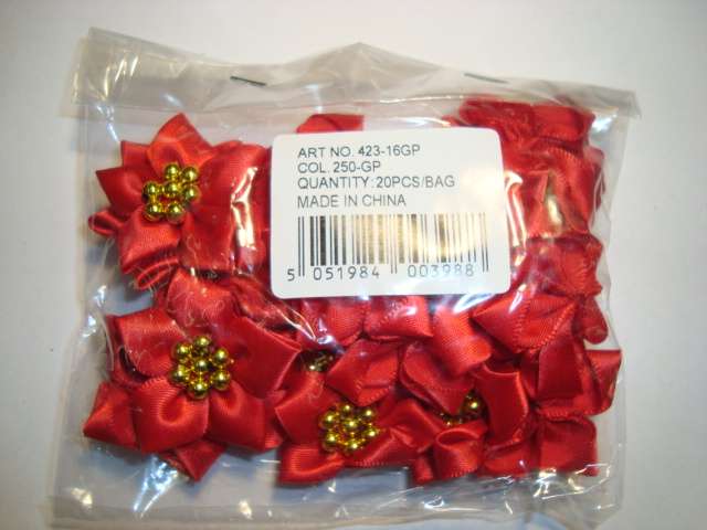 20 ribbon spike type flowers with 7 gold beads 35mm choice of colour