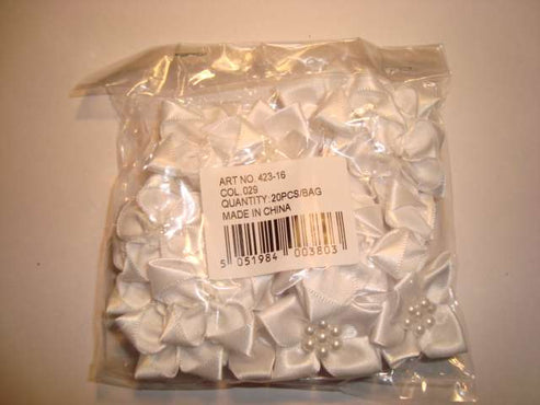 20 pearl centred spike type satin ribbon flower choice of colour – Bits ...