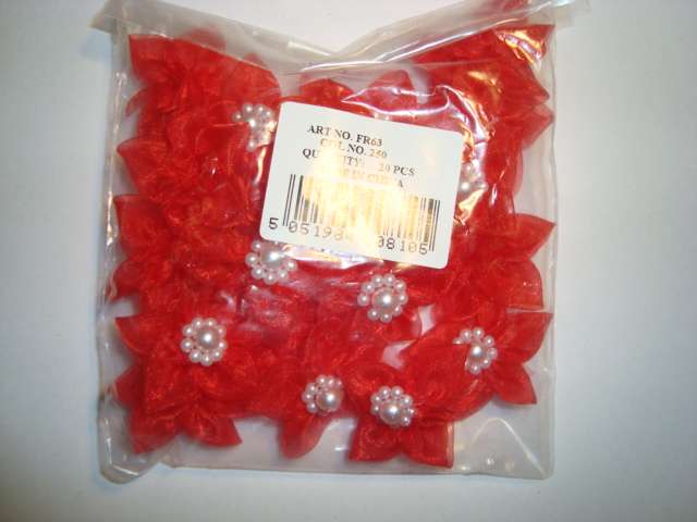 20 organza spike type flowers with pearls 30mm choice of colour