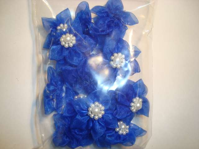 20 organza spike type flowers with pearls 30mm choice of colour