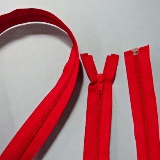 5 EXTRA LONG red nylon open end zips 52 inch 132cm clearance