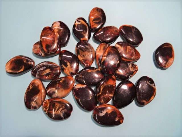 25 Large shiny brown beads that look like pebbles 25mm x 40mm approximately clearance