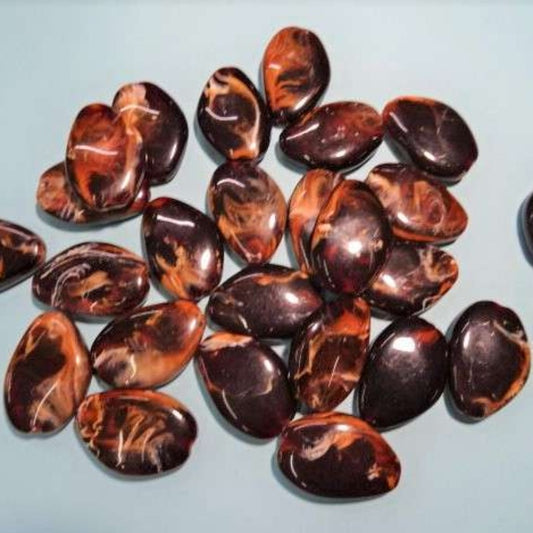 25 Large shiny brown beads that look like pebbles 25mm x 40mm approximately clearance