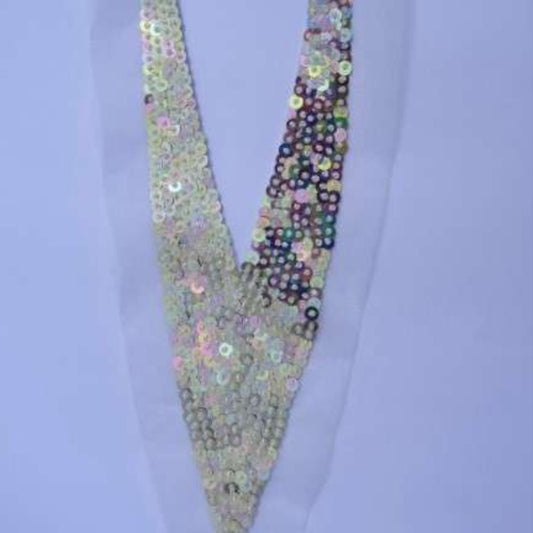 Multi sequin motifs on fine net 32cm x 14cm clearance