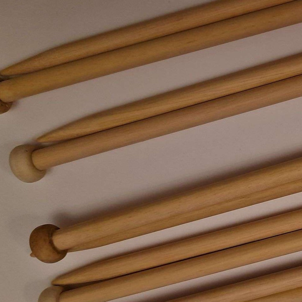 10 pairs of wooden Knitting needles size 7.5mm size 40cm long clearance [ ends light and dark ]