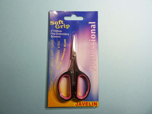 12 Pairs of 4 inch / 10cm embroidery soft grip scissors black and pink handle