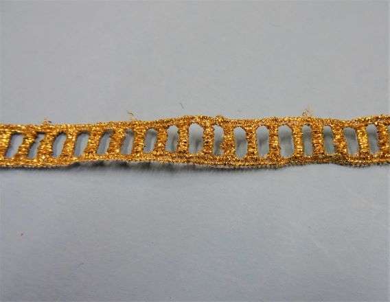 8 metres of metallic gold slotted / eyelet lace with straight edges 14mm wide clearance loose in a bag [ looks like a ladder ]
