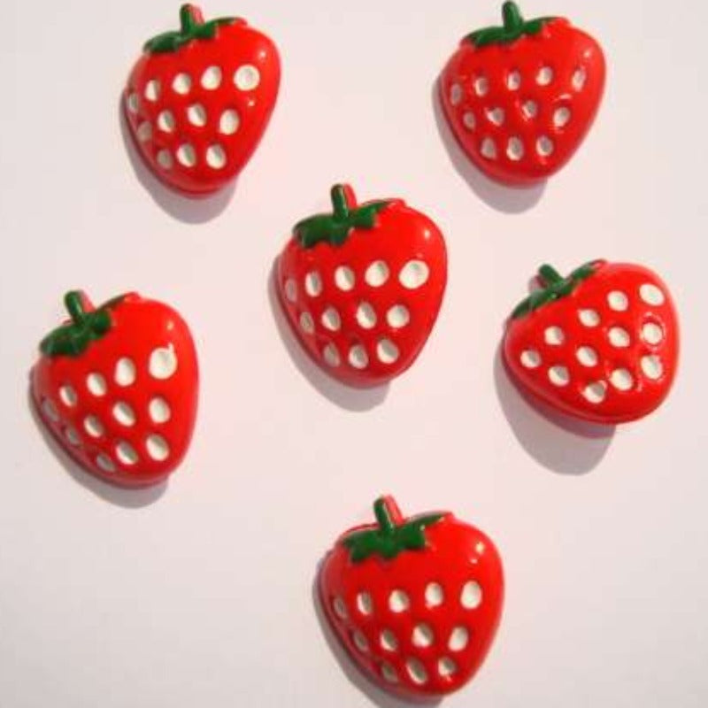 10 hand painted strawberry buttons Size 15mm X 16mm