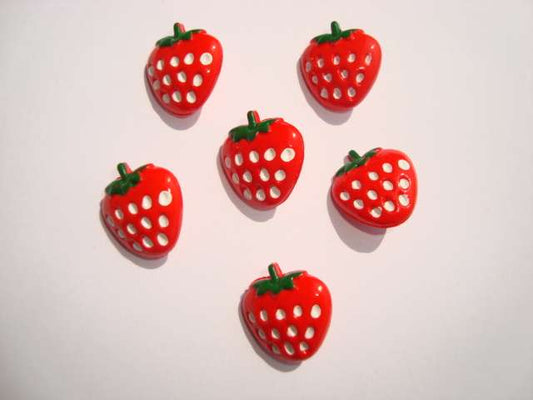 100 hand painted strawberry buttons Size 15mm X 16mm