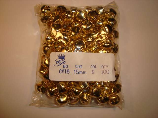 100 Quality round metal bells GOLD colour