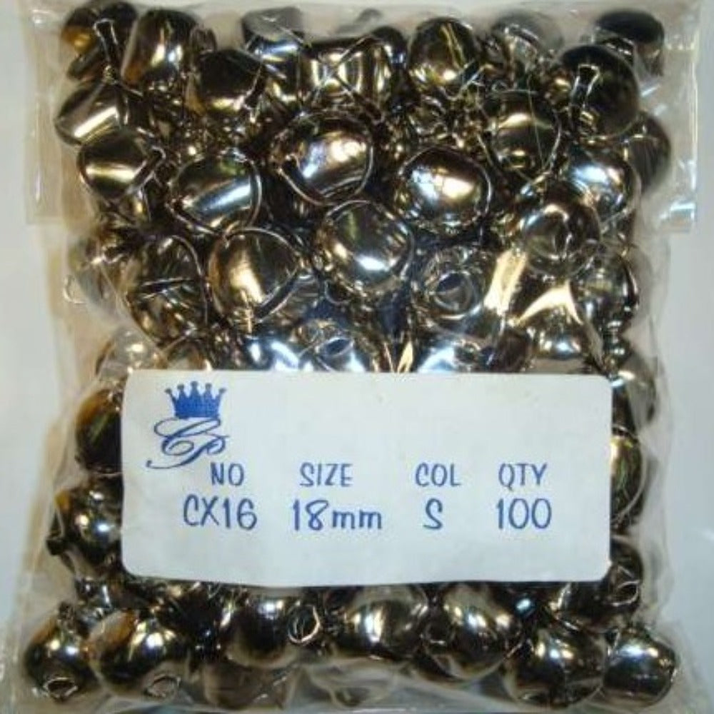 100 Quality round metal bells Silver colour