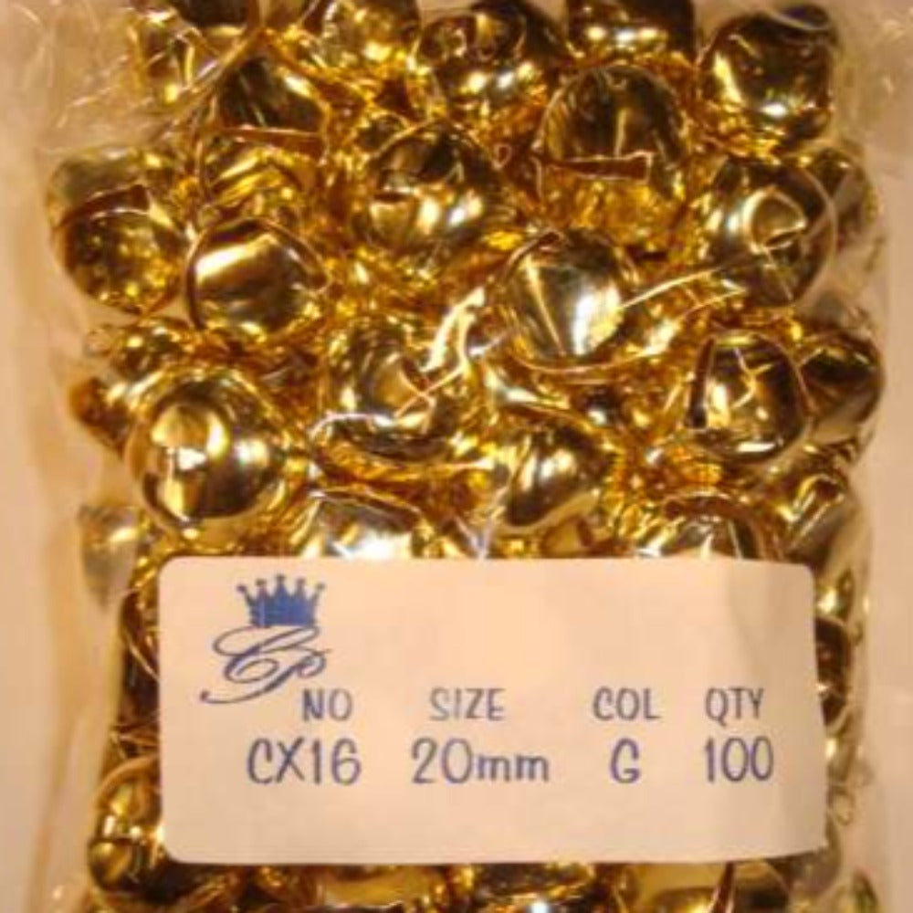 100 Quality round metal bells GOLD colour