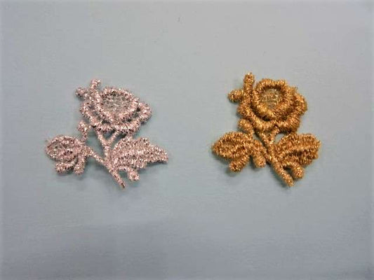 20 metallic lace rose sew on motifs size 40mm clearance
