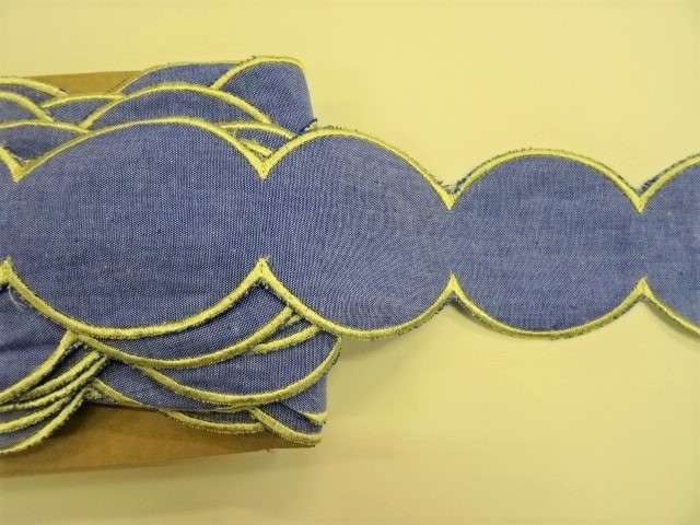 9 metres of blue trim with lemon edge 85mm wide like circles clearance