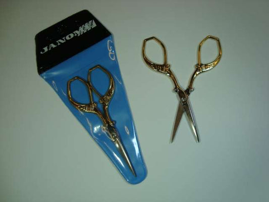 XCP28G 9cm / 3 1/2 inch FLORAL gold colour metal embroidery scissors