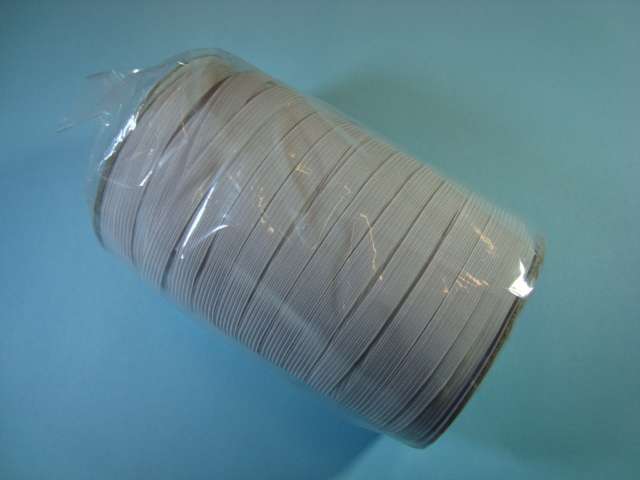 100 metre reel of 16 cord WHITE narrow flat elastic 12.5 mm wide