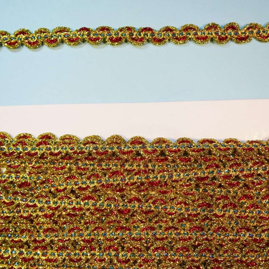 10 metres gold braid multi coloured 10mm to 15mm wide SF1705