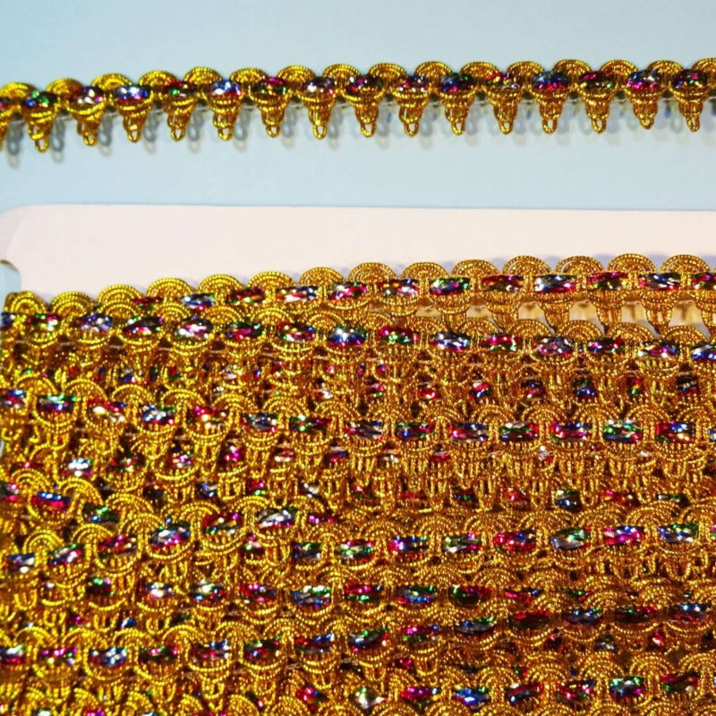 10 metres gold braid multi coloured 16mm wide SF1703