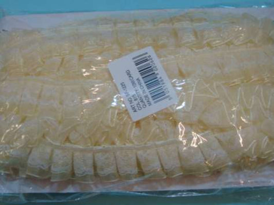 10 metres of gathered satin with lace trimming 25mm wide  choice of colour