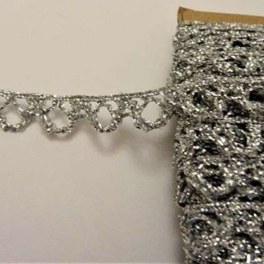 20 metres of SILVER metallic lace 12mm wide clearance