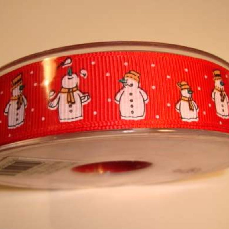 20 metres of red snowman ribbon 20mm wide