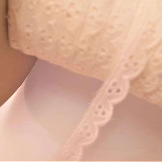 90 metre reel of narrow white broderie anglaise 11mm wide clearance