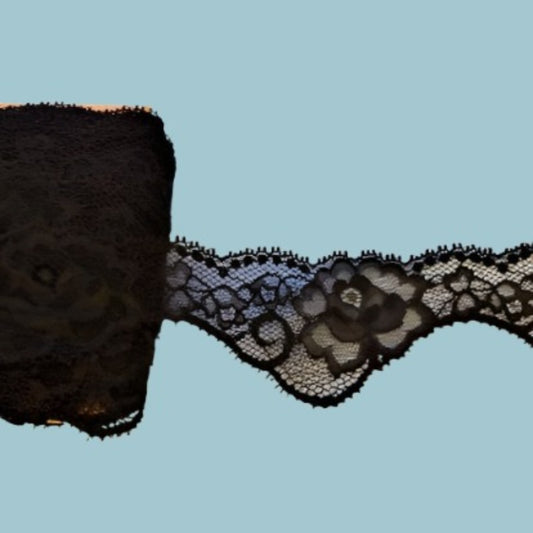 20 metres of rose design black lace 60mm clearance