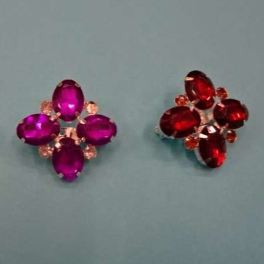 5 Diamante type metal brooches choice of colour size 38mm x 38mm clearance