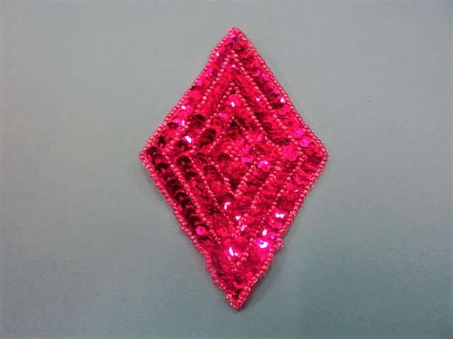 5 cerise diamond shape sequins motif 10cm x 6cm clearance