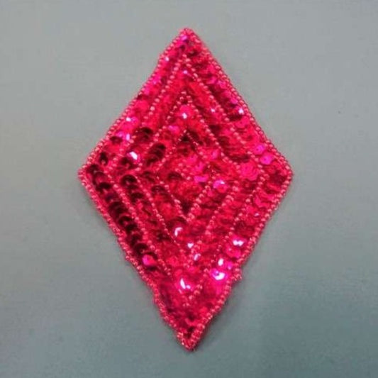 5 cerise diamond shape sequins motif 10cm x 6cm clearance